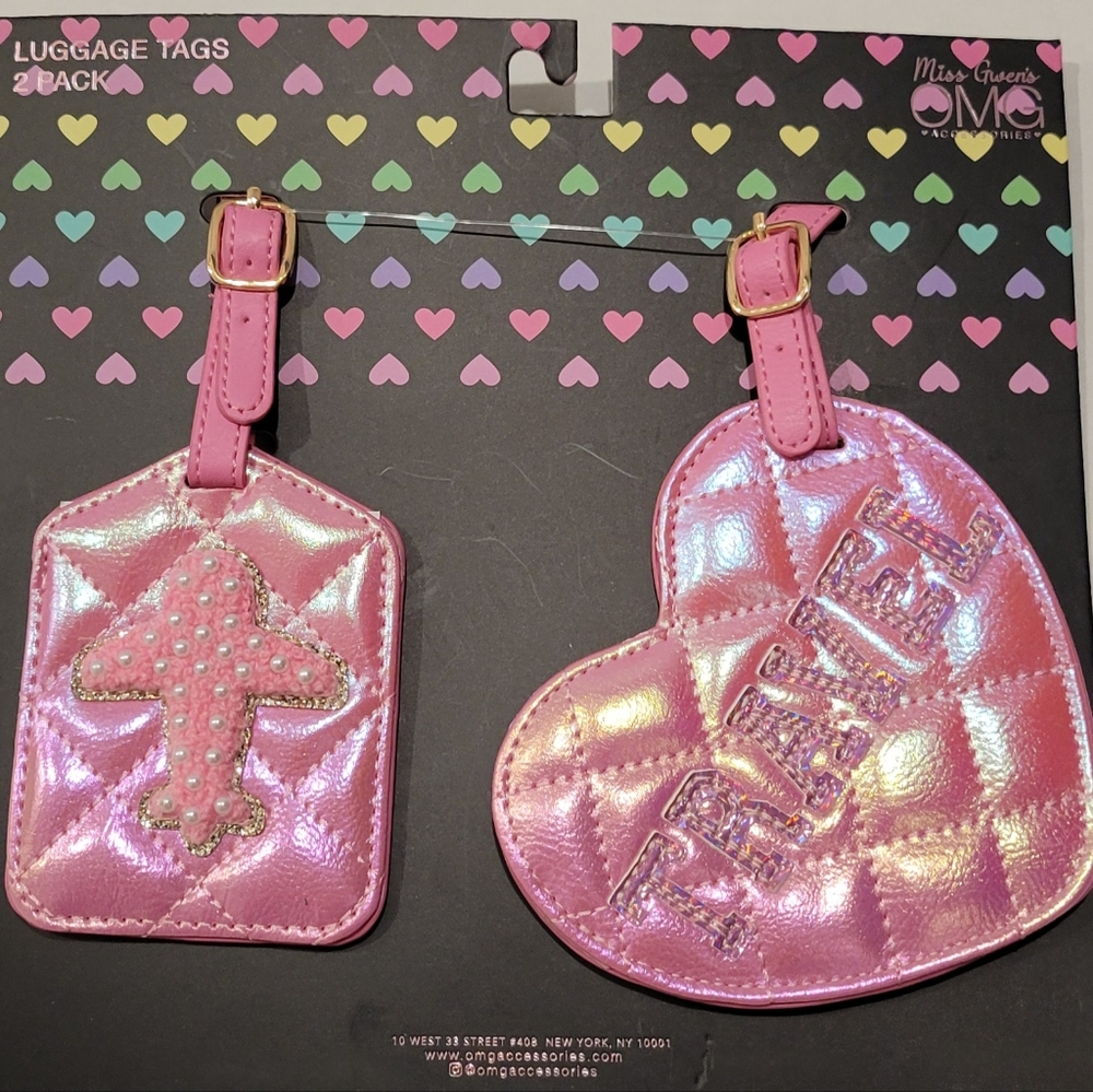 Luggage Tag Set Miss Gwen's OMG 2pc Unique Pink Quilted